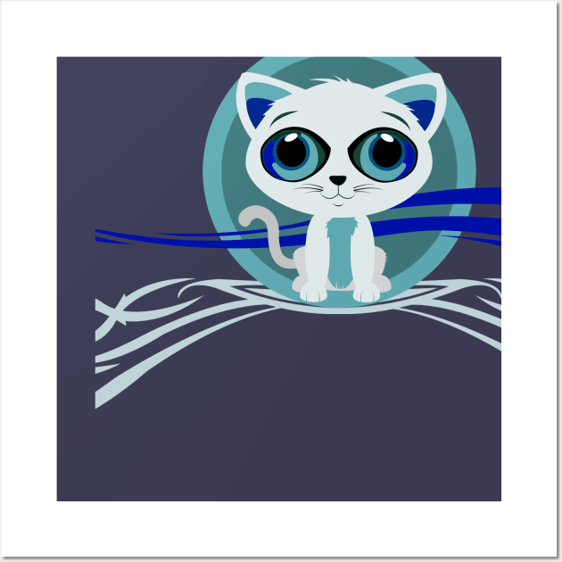 Kitten - Blue Wall Art by adamzworld